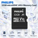Philips FM32MD55B 32GB microSDHC UHS-I U1 V10 Class 10 Memory Card with SD Adapter, Up to 90MB/s