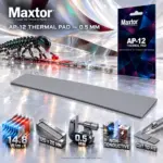 Maxtor AP-12 High-Performance Silicone Thermal Pad, 14.8W/m·K Thermal Conductivity, 120 × 20 × 0.5mm, Electrically Insulating, Cut-to-Fit for GPU VRAM, VRM, SSD & Laptop Cooling | Grey