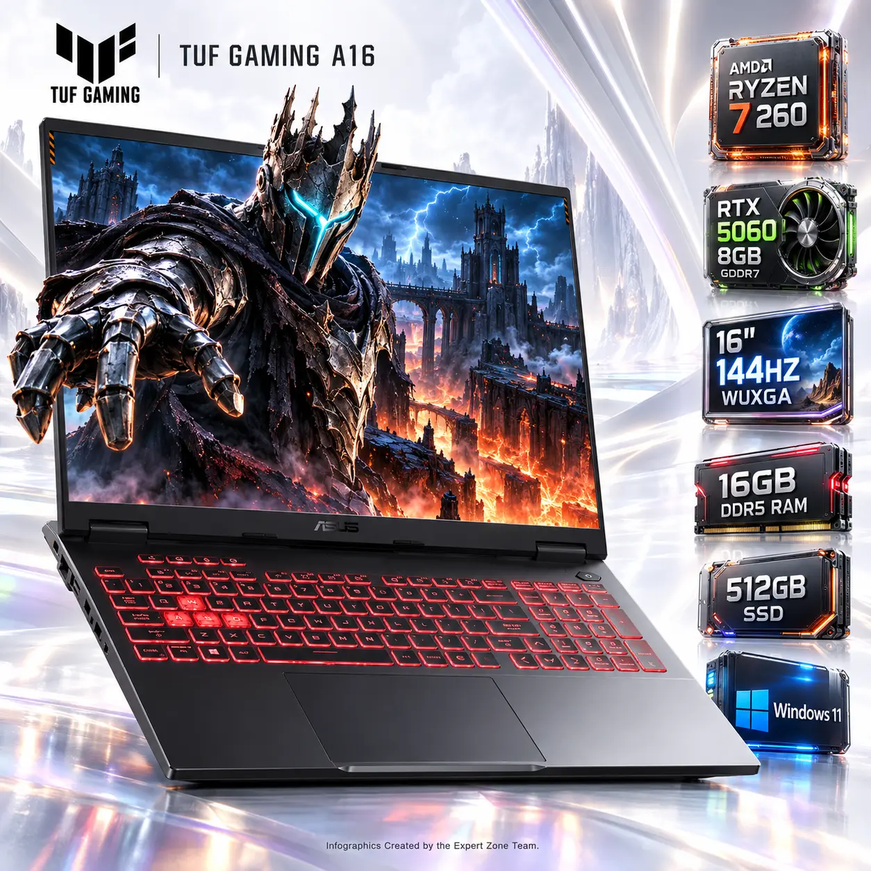 IMG_6acde685b3448.webp ASUS TUF Gaming A16: AMD Ryzen 7 260 | 16GB DDR5-5600 RAM ; 512GB NVMe | RTX 5070 (8GB) | 16-inch FHD+ IPS 144Hz Display | Backlit Chiclet Keyboard 1-Zone RGB | Windows 11 | JAEGER GREY ● FA608UMI-R7165W - Image 1