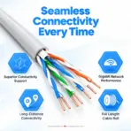 H&V FSU6305-0.5M Cat6 UTP Network Cable 305m (1000ft), 24AWG, 4-Pair CCA Copper-Clad Aluminum Conductors, Grey PVC Jacket, Bulk Unshielded Ethernet Cable for Network Installation - Image 4