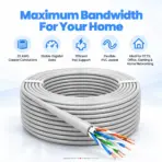 H&V FSU6305-0.5M Cat6 UTP Network Cable 305m (1000ft), 24AWG, 4-Pair CCA Copper-Clad Aluminum Conductors, Grey PVC Jacket, Bulk Unshielded Ethernet Cable for Network Installation - Image 3