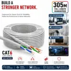 H&V FSU6305-0.5M Cat6 UTP Network Cable 305m (1000ft), 24AWG, 4-Pair CCA Copper-Clad Aluminum Conductors, Grey PVC Jacket, Bulk Unshielded Ethernet Cable for Network Installation - Image 5