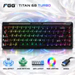 FGG TITAN 68 TURBO 68% Wired Hall Effect Magnetic Keyboard with Jade Switches and RGB Lighting, Carbon Black, Model FGG-TITAN68-JADEBLK