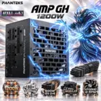 Phanteks AMP GH 1200W Black Fully Modular PSU, 80 PLUS Platinum, ATX 3.1, PCIe 5.1, 600W 12V-2×6, 120mm HDB Hybrid Fan, 140mm Compact Depth, Textured Cables, Gold-Plated Terminals