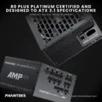Phanteks AMP GH 1200W Black Fully Modular PSU, 80 PLUS Platinum, ATX 3.1, PCIe 5.1, 600W 12V-2×6, 120mm HDB Hybrid Fan, 140mm Compact Depth, Textured Cables, Gold-Plated Terminals - Image 4
