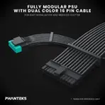 Phanteks AMP GH 1200W Black Fully Modular PSU, 80 PLUS Platinum, ATX 3.1, PCIe 5.1, 600W 12V-2×6, 120mm HDB Hybrid Fan, 140mm Compact Depth, Textured Cables, Gold-Plated Terminals - Image 7