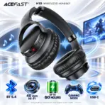 ACEFAST H10 Wireless Headset, Black, Bluetooth 5.4, 40 mm Hi-Fi Drivers, Gaming and Bass Boost Modes, HD Microphone, USB-C Charging, Up to 60-Hour Music Playback — ACEFAST-H10