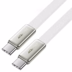 ACEFAST C24-03 White USB-C to USB-C Cable, 60W Fast Charging, USB 2.0 Data Transfer, Flat Nylon Braided Wire, Zinc Alloy Connectors, 1.2 m — ACEFAST-C24-03 - Image 3