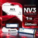 Kingston NV3 1TB M.2 2280 PCIe 4.0 x4 NVMe SSD, Up to 6,000MB/s Read, 4,000MB/s Write, 3D NAND, 320TBW Endurance, Single-Sided Internal Solid State Drive for Gaming PCs & Laptops | SNV3S/1000G ● USED  - Image 2