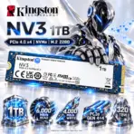 Kingston NV3 1TB M.2 2280 PCIe 4.0 x4 NVMe SSD, Up to 6,000MB/s Read, 4,000MB/s Write, 3D NAND, 320TBW Endurance, Single-Sided Internal Solid State Drive for Gaming PCs & Laptops | SNV3S/1000G ● USED 