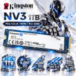 Kingston NV3 1TB M.2 2280 PCIe 4.0 x4 NVMe SSD, Up to 6,000MB/s Read, 4,000MB/s Write, 3D NAND, 320TBW Endurance, Single-Sided Internal Solid State Drive for Gaming PCs & Laptops | SNV3S/1000G ● USED 