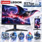 Lenovo Legion R27qe Gen 2 27″ QHD IPS Gaming Monitor, 200Hz DP, 0.5ms MPRT, HDR10, AMD FreeSync Premium, 400 Nits, 99% sRGB, 90% DCI-P3, HDMI 2.1, DP 1.4, Pivot Stand | Raven Black