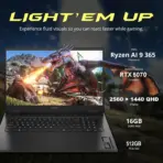 HP OMEN 17 Gaming Laptop, Ryzen AI 9 365 | 16GB DDR5 RAM ; 512GB NVMe | RTX 5070 (8GB) | 17.3-inch QHD 2560×1440 Display | Windows 11 Home | Shadow Black ● 17-DB1XXX ● Refurb 1 YR WNTY  - Image 2