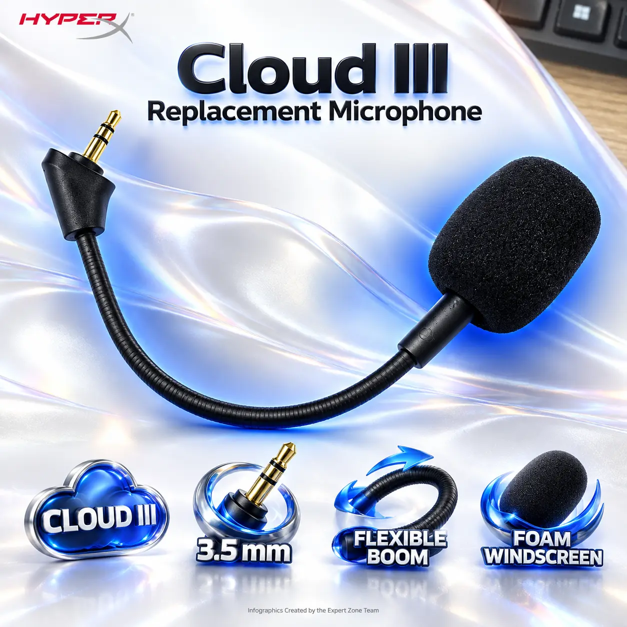 IMG_6acf79efd2b67.webp Cloud III Replacement Microphone with Flexible Boom, Foam Windscreen, and 3.5 mm Plug — Black - Image 1