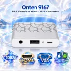 Onten OTN-9167 USB Female to HDMI / VGA Converter for iPhone and Android, 1080p HD