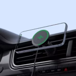 ACEFAST E51 Qi2 Magnetic Wireless Charging Car Holder, Up to 25 W, 360° Ball Joint, Air-Vent Clip, Integrated 1.5 m Braided USB-C Cable - Image 3