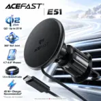 ACEFAST E51 Qi2 Magnetic Wireless Charging Car Holder, Up to 25 W, 360° Ball Joint, Air-Vent Clip, Integrated 1.5 m Braided USB-C Cable