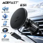 ACEFAST E51 Qi2 Magnetic Wireless Charging Car Holder, Up to 25 W, 360° Ball Joint, Air-Vent Clip, Integrated 1.5 m Braided USB-C Cable