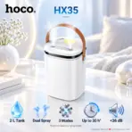 HOCO HX35 White Ultrasonic Humidifier with 2 L Tank, Dual-Spray Nano Mist, 3 Modes, Up to 30-Hour Runtime, Under 36 dB, USB-C