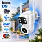 HOCO D9 White Outdoor PTZ Dual-Lens Security Camera, 2 MP HD, 2.4 GHz Wi-Fi, Smartphone App Control, Pan & Tilt, Infrared and Full-Colour Night Vision