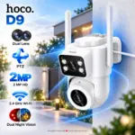 HOCO D9 White Outdoor PTZ Dual-Lens Security Camera, 2 MP HD, 2.4 GHz Wi-Fi, Smartphone App Control, Pan & Tilt, Infrared and Full-Colour Night Vision