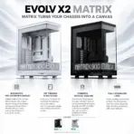 Phanteks Evolv X2 Matrix Mid-Tower Gaming Case, 900-LED Display, Triple Tempered Glass, E-ATX, 360mm Radiator, 380mm GPU, USB-C 20Gbps, D-RGB | BLACK  - Image 3