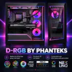 Phanteks NV5 Premium D-RGB Kit , 3 Magnetic LED Modules, Illuminated Motherboard Cable Cover, D-RGB Power Hub, JST & SATA Cables, NV5/NV5 MKII | BLACK - Image 4