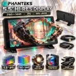 Phanteks 5.5-inch Hi-Res Display, 2160×1440 IPS, 60Hz, 450 Nits, 99% sRGB, HDMI, Magnetic & 120mm Fan Mounting, Desk Stand, SATA Power | BLACK 
