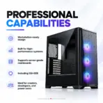 Phanteks Eclipse G370A Mid-Tower Gaming Case, 3× M25 D-RGB Fans, High-Airflow Mesh, SSI-EEB / E-ATX, 360mm Top Radiator, 375mm GPU, USB-C | BLACK  - Image 5