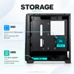 Phanteks Eclipse G370A Mid-Tower Gaming Case, 3× M25 D-RGB Fans, High-Airflow Mesh, SSI-EEB / E-ATX, 360mm Top Radiator, 375mm GPU, USB-C | BLACK  - Image 8