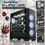 Phanteks Eclipse G370A Mid-Tower Gaming Case, 3× M25 D-RGB Fans, High-Airflow Mesh, SSI-EEB / E-ATX, 360mm Top Radiator, 375mm GPU, USB-C | BLACK 