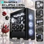 Phanteks Eclipse G370A Mid-Tower Gaming Case, 3× M25 D-RGB Fans, High-Airflow Mesh, SSI-EEB / E-ATX, 360mm Top Radiator, 375mm GPU, USB-C | BLACK 