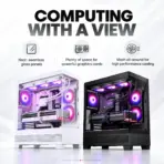 Phanteks XT View Mid-Tower Gaming Case, 3× M25 D-RGB Fans, Panoramic Tempered Glass, E-ATX, Back-Connect Ready, 360mm Radiator, 415mm GPU, USB-C | BLACK - Image 4