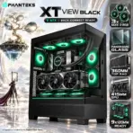 Phanteks XT View Mid-Tower Gaming Case, 3× M25 D-RGB Fans, Panoramic Tempered Glass, E-ATX, Back-Connect Ready, 360mm Radiator, 415mm GPU, USB-C | BLACK