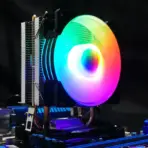 COOLMOON P2 CPU Air Cooler with Two Copper Heat Pipes, 90 mm Mixed-Color LED Fan, 45 CFM, 1,800 RPM, 23 dBA, 3-Pin - Image 5