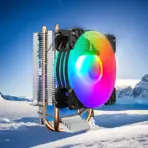 COOLMOON P2 CPU Air Cooler with Two Copper Heat Pipes, 90 mm Mixed-Color LED Fan, 45 CFM, 1,800 RPM, 23 dBA, 3-Pin - Image 6