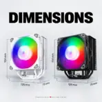 Phanteks Polar ST5 CPU Air Cooler, 5×6mm Copper Heatpipes, 120mm M25 D-RGB PWM Fan, 2000 RPM, 84.26 CFM, 154mm, AMD AM4/AM5 & Intel LGA1700 | BLACK - Image 9