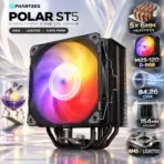 Phanteks Polar ST5 CPU Air Cooler, 5×6mm Copper Heatpipes, 120mm M25 D-RGB PWM Fan, 2000 RPM, 84.26 CFM, 154mm, AMD AM4/AM5 & Intel LGA1700 | BLACK