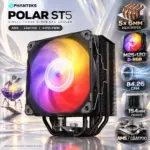 Phanteks Polar ST5 CPU Air Cooler, 5×6mm Copper Heatpipes, 120mm M25 D-RGB PWM Fan, 2000 RPM, 84.26 CFM, 154mm, AMD AM4/AM5 & Intel LGA1700 | BLACK