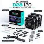 Phanteks D28-120 Reverse Flow D-RGB PWM 3-Pack, Infinity Mirror Side Lighting, 28mm Modular Fans, 1800 RPM, 72.05 CFM, 5V ARGB, 4-Pin PWM | BLACK  - Image 9
