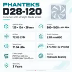 Phanteks D28-120 Reverse Flow D-RGB PWM 3-Pack, Infinity Mirror Side Lighting, 28mm Modular Fans, 1800 RPM, 72.05 CFM, 5V ARGB, 4-Pin PWM | BLACK  - Image 5