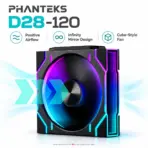Phanteks D28-120 Reverse Flow D-RGB PWM 3-Pack, Infinity Mirror Side Lighting, 28mm Modular Fans, 1800 RPM, 72.05 CFM, 5V ARGB, 4-Pin PWM | BLACK  - Image 3