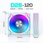 Phanteks D28-120 Reverse Flow D-RGB PWM 3-Pack, Infinity Mirror Side Lighting, 28mm Modular Fans, 1800 RPM, 72.05 CFM, 5V ARGB, 4-Pin PWM | WHITE  - Image 5