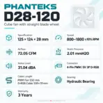 Phanteks D28-120 Reverse Flow D-RGB PWM 3-Pack, Infinity Mirror Side Lighting, 28mm Modular Fans, 1800 RPM, 72.05 CFM, 5V ARGB, 4-Pin PWM | WHITE  - Image 7