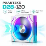 Phanteks D28-120 Reverse Flow D-RGB PWM 3-Pack, Infinity Mirror Side Lighting, 28mm Modular Fans, 1800 RPM, 72.05 CFM, 5V ARGB, 4-Pin PWM | WHITE  - Image 3