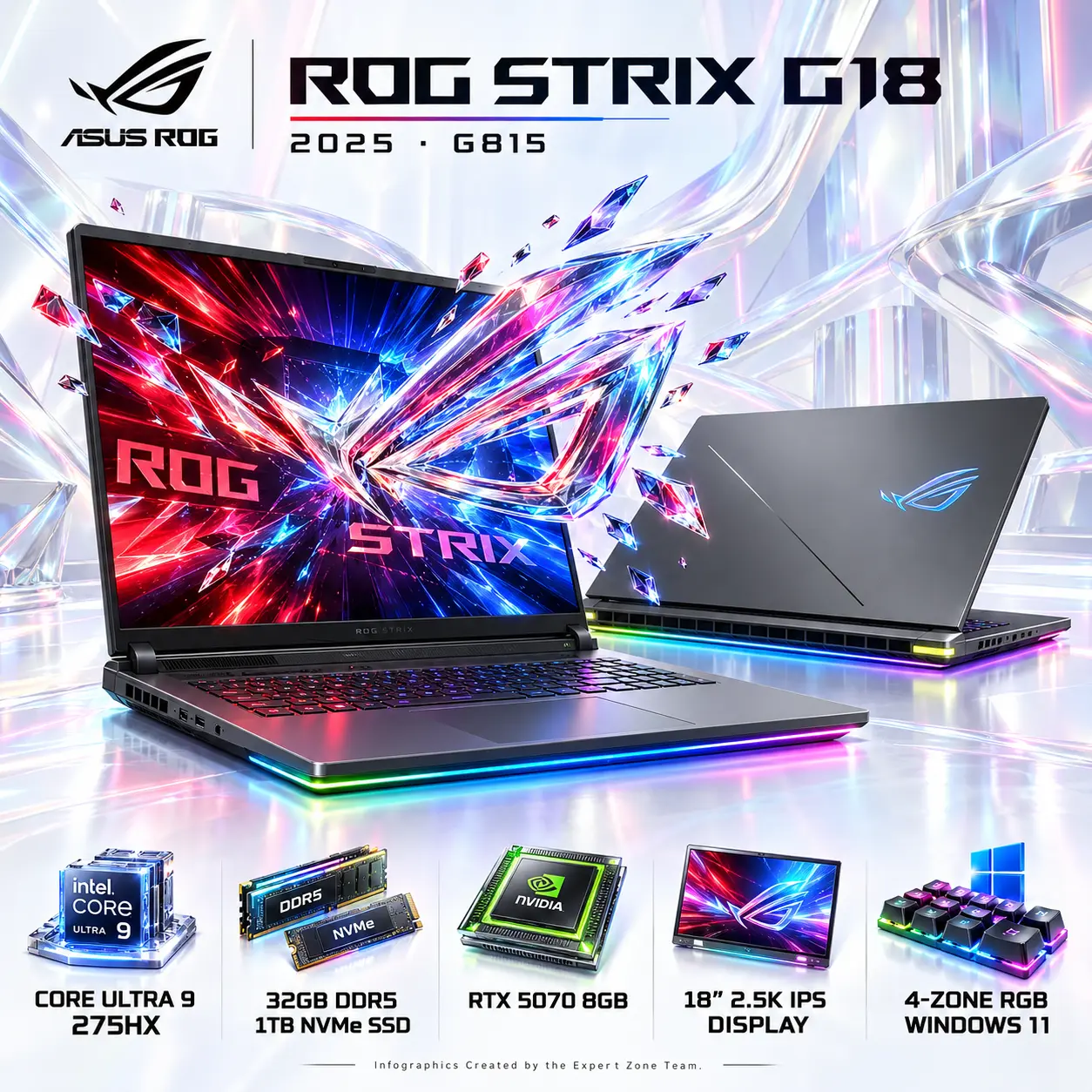 IMG_6ada1fd2dfc70-4.webp ASUS ROG Strix G18 : Intel® Core Ultra 9 275HX | 32GB DDR5 RAM ; 1TB NVMe SSD | RTX 5070 (8GB) | 18-inch 2.5K IPS Display | 4-Zone RGB Keyboard | Windows 11 | Eclipse Gray ~ G815LP-IS96 ● OPEN BOX - Image 1