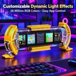 Divoom TimesGate II Cyberpunk Smart Pixel Display, 5 × 1.44" LCD 128×128 Screens, 2.4GHz Wi-Fi, Custom Pixel Art & Live Widgets, 45-LED RGB Lighting, 12 Effects, iOS/Android App, USB-C Powered – Yellow - Image 9