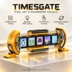 Divoom TimesGate II Cyberpunk Smart Pixel Display, 5 × 1.44" LCD 128×128 Screens, 2.4GHz Wi-Fi, Custom Pixel Art & Live Widgets, 45-LED RGB Lighting, 12 Effects, iOS/Android App, USB-C Powered – Yellow - Image 3