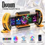 Divoom TimesGate II Cyberpunk Smart Pixel Display, 5 × 1.44" LCD 128×128 Screens, 2.4GHz Wi-Fi, Custom Pixel Art & Live Widgets, 45-LED RGB Lighting, 12 Effects, iOS/Android App, USB-C Powered – Yellow