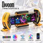 Divoom TimesGate II Cyberpunk Smart Pixel Display, 5 × 1.44" LCD 128×128 Screens, 2.4GHz Wi-Fi, Custom Pixel Art & Live Widgets, 45-LED RGB Lighting, 12 Effects, iOS/Android App, USB-C Powered – Yellow